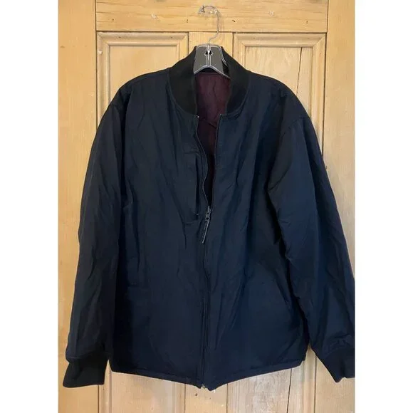 BYLT Mens Hi-Lo Reversible Quilted Maroon Bomber Jacket Size XL Black FA EXC - Picture 2 of 10